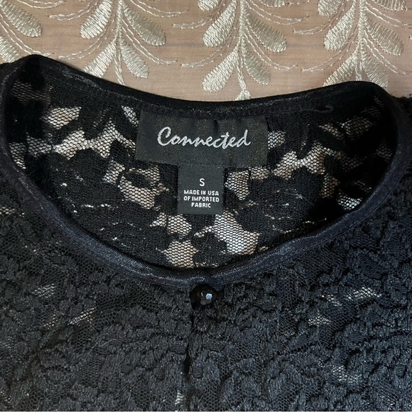 Vintage Black Lace Cropped Cardigan -Size S -TP10 - Picture 6 of 8